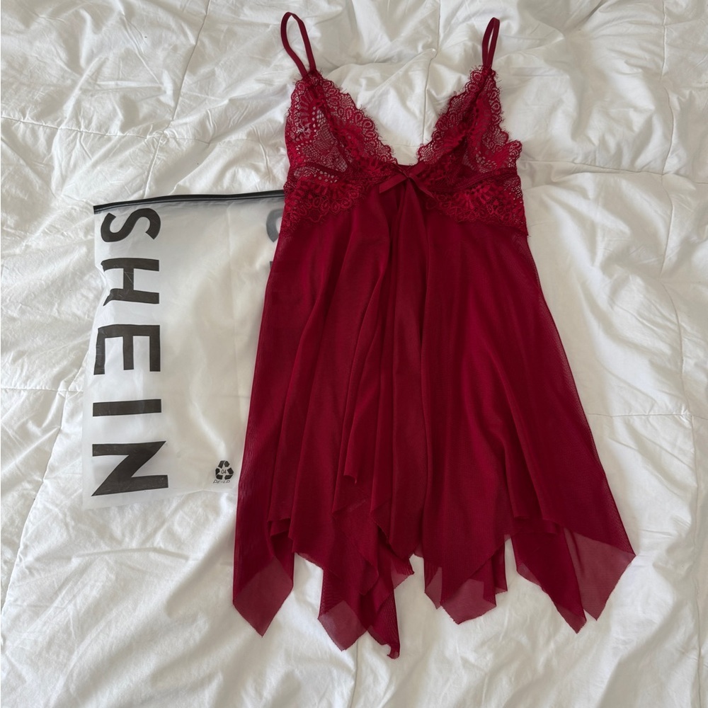 SHEIN Red Lace Mesh Babydoll Lingerie | NWT Size Small | Valentine’s Holiday